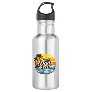 Beste Papa Ooit Retro Zonsondergang Design Waterfles