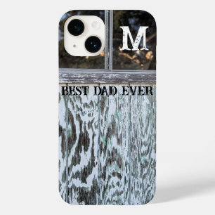 Beste papa ooit rustieke houten initiaal Case-Mate iPhone 14 hoesje