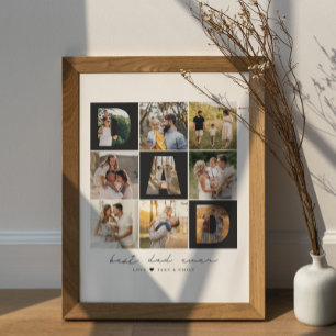 Beste papa ooit Script Papa Fotorooster 9 Foto's G Poster