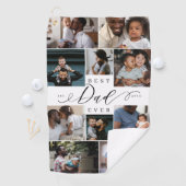 Beste papa ooit script Vaderdag fotocollage Golfhanddoek (Insitu)