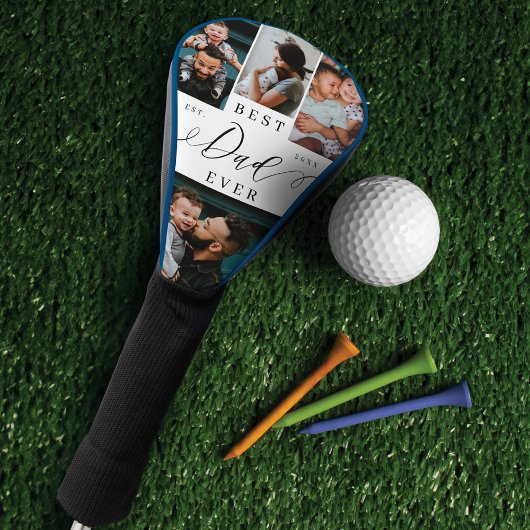 Beste papa ooit script Vaderdag fotocollage Golfheadcover