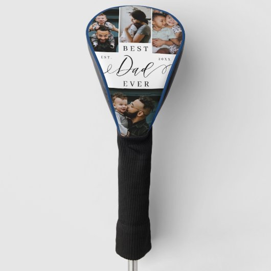 Beste papa ooit script Vaderdag fotocollage Golfheadcover (Voorkant)