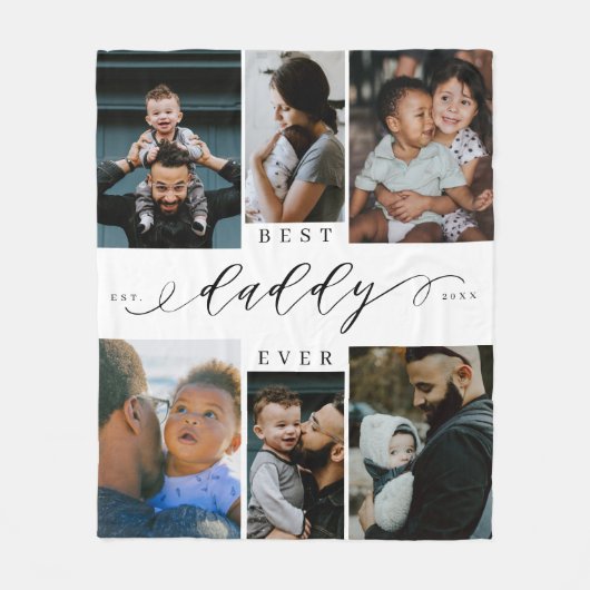 Beste papa ooit script vaders dag fotocollage fleece deken (Voorkant)