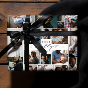 Beste papa ooit script vaders dag fotocollage inpakpapier vel