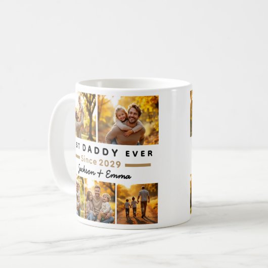 Beste papa ooit Vaderdag 5 fotocollage Koffiemok (Voorkant links)