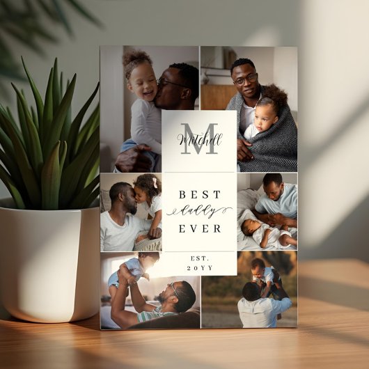 Beste papa ooit Vaderdag 6 foto monogram Fotoplaat