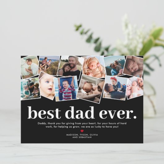 Beste papa ooit Vaderdag fotocollage Kaart (Staand voorkant)
