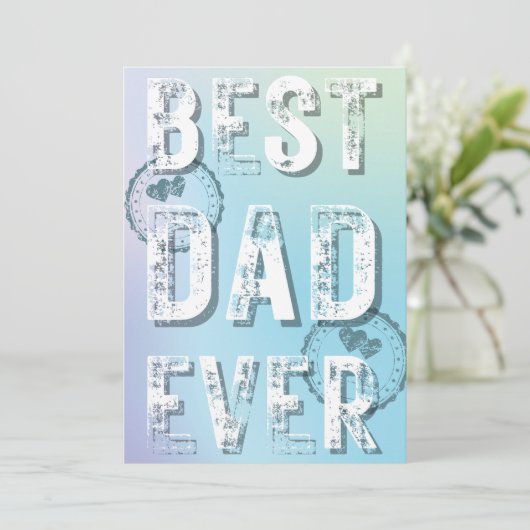 Beste Papa Ooit Vaderdag Grunge Typografie Foto Feestdagenkaart (Staand voorkant)