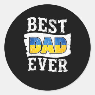Beste Papa Ooit Vaderdag Oekraïense Vlag Oekraïne Ronde Sticker