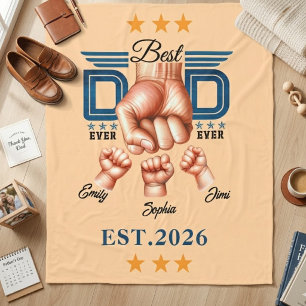 Beste papa ooit   Vaderdag op maat met 8 foto's Fleece Deken