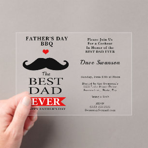 Beste Papa Ooit Vaderdag Snor Lunch BBQ Acryl Uitnodigingen