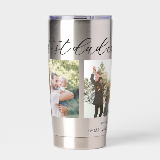 Beste papa ooit vaders dag 4 fotocollage geïsoleerde drinkbeker (Voorkant)