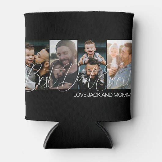 Beste papa ooit vier fotocollage blikjeskoeler (Voorkant)