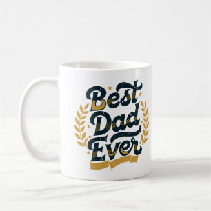 Beste Papa Ooit Vintage Goud Marine Typografie Kof Koffiemok