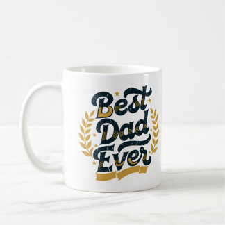 Beste Papa Ooit Vintage Goud Marine Typografie Kof Koffiemok