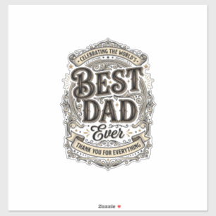 Beste Papa Ooit Vintage Gravure T-Shirt Ontwerp_1 Sticker