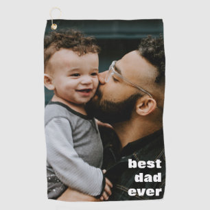 Beste papa ooit volledige foto gepersonaliseerd golfhanddoek