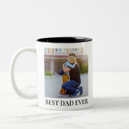 Beste papa ooit volledige foto gepersonaliseerde t tweekleurige koffiemok