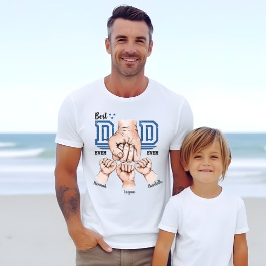 Beste papa ooit vuistslag Shirt - 3 Kinder namen