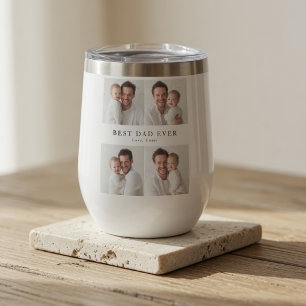 Beste Papa Ooit Wijn Tumbler Persoonlijke Foto Cad