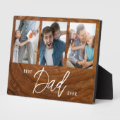 Beste papa ooit Woodgrain Vaders Day collage Fotoplaat (Zijkant)