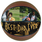 Beste papa ooit zwart goud blad wervelt moderne fo basketbal (Voorkant)