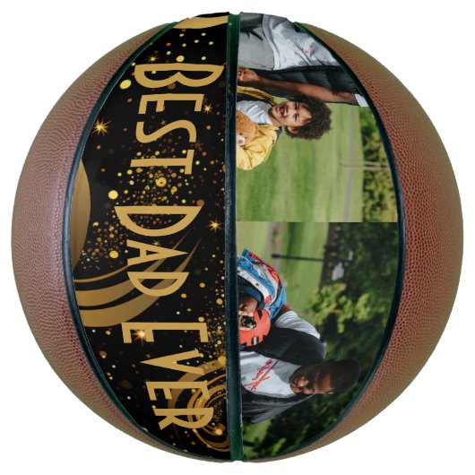 Beste papa ooit zwart goud blad wervelt moderne fo basketbal (Verticaal)