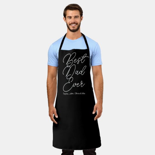 Beste papa ooit zwart modern script aangepaste kin schort (Gedragen)