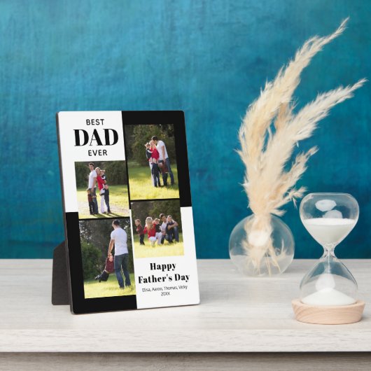 Beste papa ooit zwart, wit Vaderdag foto Fotoplaat (Zijkant)