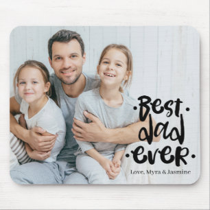 Beste papa ooit Zwarte aangepaste fotocadeau van k Muismat