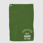 Beste papa op parennaam Heart Green Golfhanddoek (Voorkant)