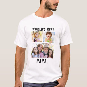 Beste Papa Oudste Kleinkinderen 3 Foto Collage T-shirt