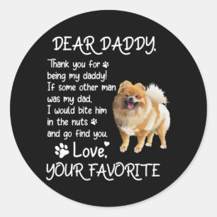 Beste papa Pomeranian Dog Dad Vaderdag Ronde Sticker