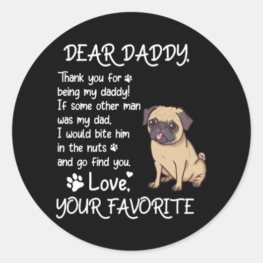 Beste papa Pug Dog Vaderdag Ronde Sticker (Voorkant)