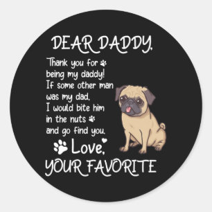 Beste papa Pug Dog Vaderdag Ronde Sticker