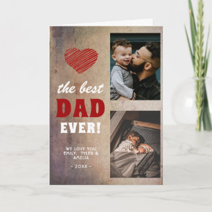 Beste Papa Rode Hart Vaderdag 2 Foto Feestdagen Kaart
