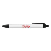 Beste Papa Script Rode Hart Zwarte Inkt Pen (Bovenkant)