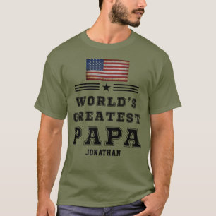 Beste Papa ter Wereld Aangepaste Landvlag Naam T-shirt