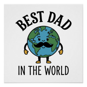 Beste papa ter wereld Earth Snor Shirt Ontwerp_ Perfect Poster