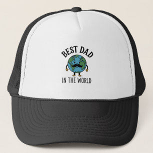 Beste papa ter wereld Earth Snor Shirt Ontwerp_ Trucker Pet