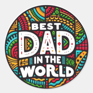 Beste Papa Ter Wereld - Levendig Regenboog Mozaïek Ronde Sticker
