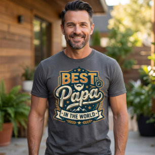 Beste Papa Ter Wereld T-Shirt - Moderne Berg