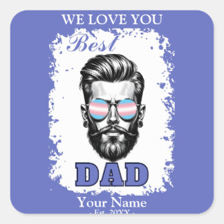 Beste Papa Transgender Vlag Kleuren Vaderdag Gift Vierkante Sticker
