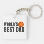 Beste papa typografie basketbal ter wereld | Butto Sleutelhanger (Achterkant)