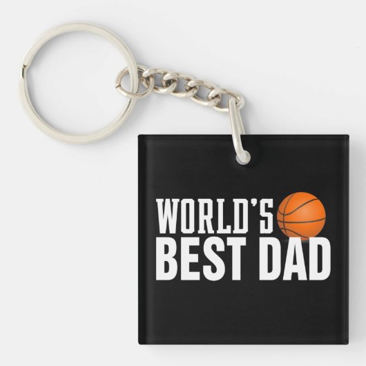 Beste papa typografie basketbal ter wereld | Butto Sleutelhanger (Voorkant)