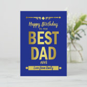 Beste Papa Typografie Gold Flat Kaart (Staand voorkant)