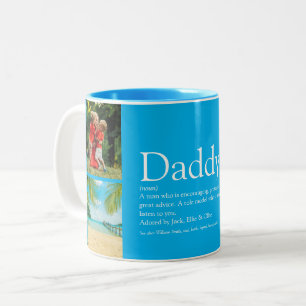 Beste papa vader definitie 4 foto lichtblauw tweekleurige koffiemok