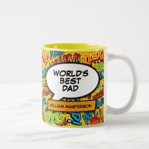 Beste Papa Vader Ter Wereld Funny Comic Boek Tweekleurige Koffiemok