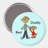 Beste papa Vaderdag Vader Daughter Cartoon Magneet (Voorkant / Achterkant)