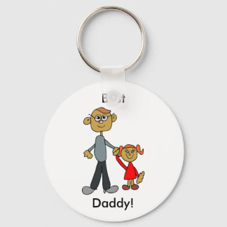 Beste papa Vaderdag Vader Daughter Cartoon Sleutelhanger